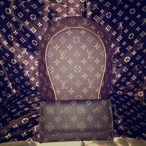 Louis Vuitton backpack with wallet/scarf